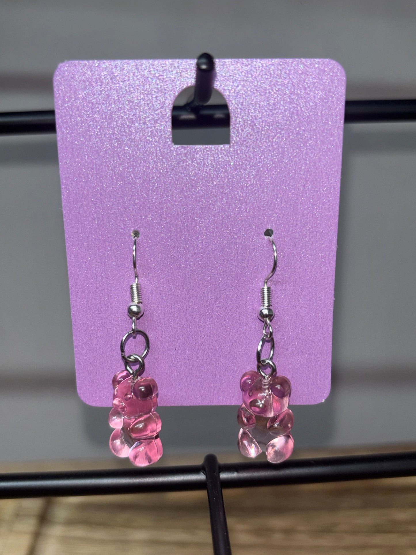 Transparent pink Gummy bear earrings