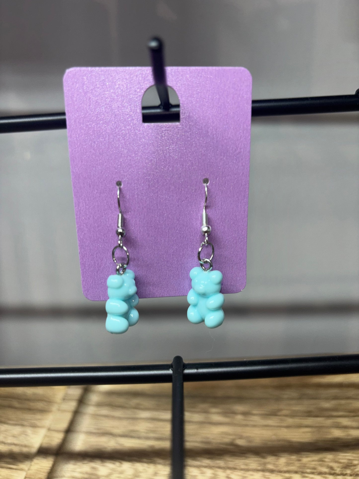 Light Blue Gummy bear earrings