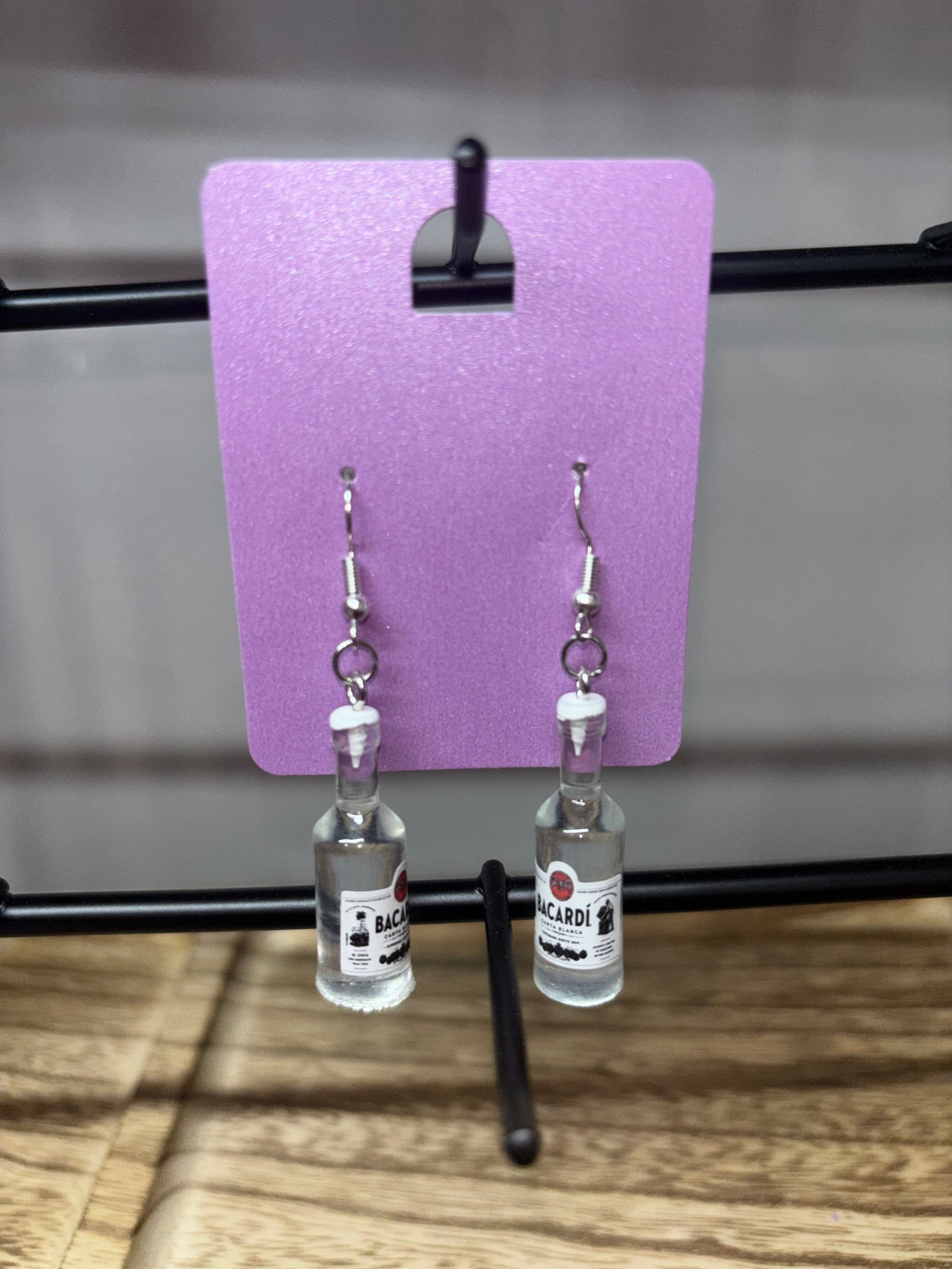 Bacardi bottle earrings