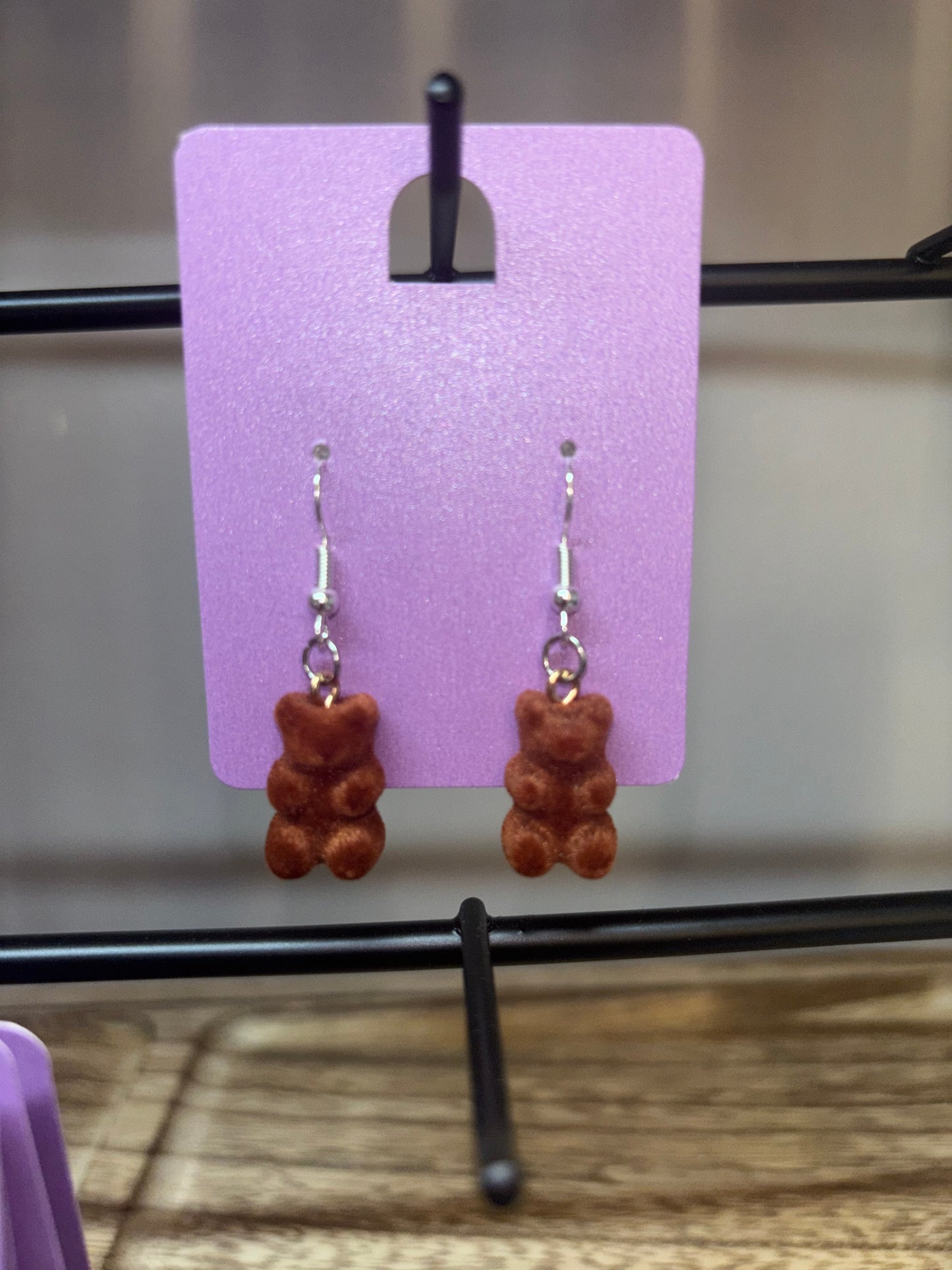 Dark brown felt earrings