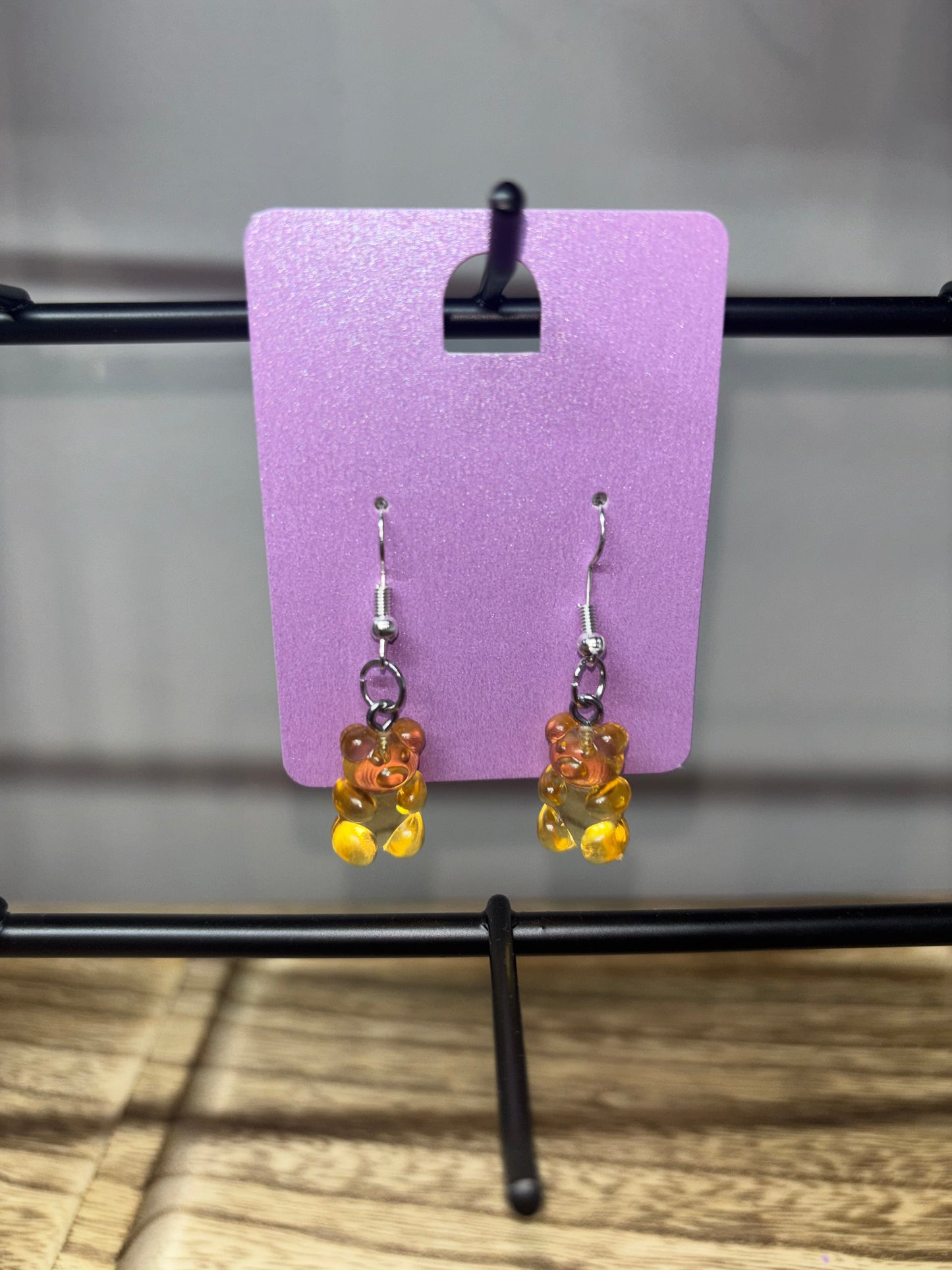 Transparent orange gummy bear earrings