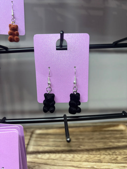 Black felt bear earrings