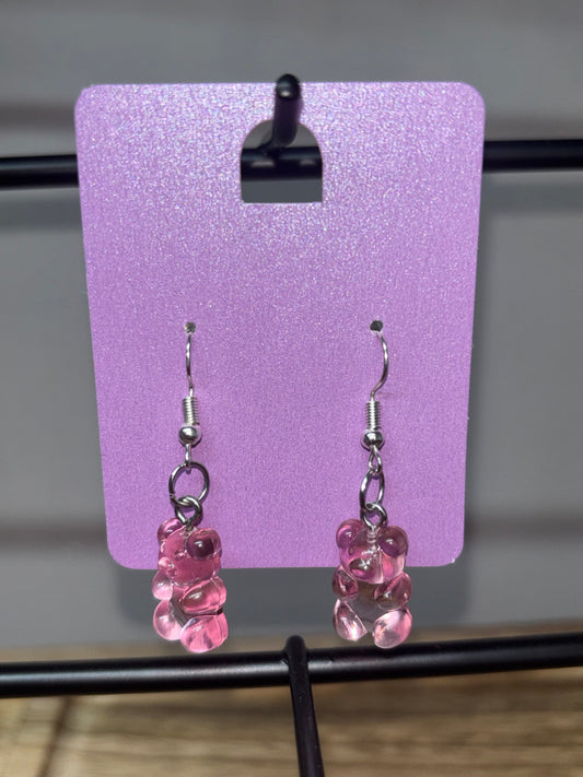 Transparent pink Gummy bear earrings