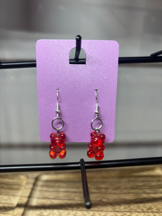 Red Gummy bear earrings