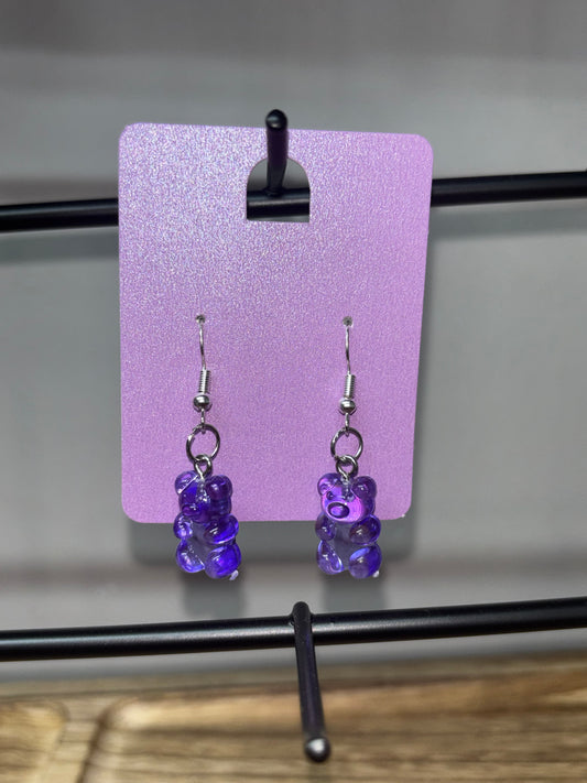 Purple Gummy bear earrings
