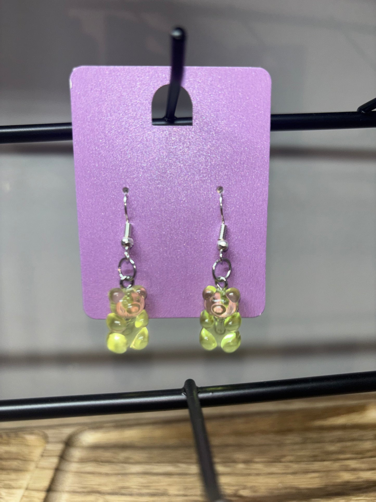 Light Green gummy bear earrings