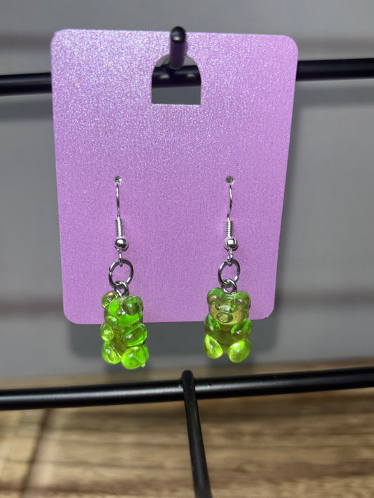 Green Gummy bear earrings